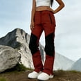 thumbnail image 2 of Miluxas Fashion Womens Color Block Waterproof Hiking Pants Casual Windproof Quick Dry Outdoor Pants with Pockets for Camping Climbing Red, 2 of 7