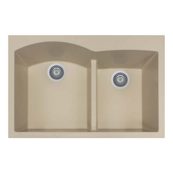 Houzer P-175 SAND 33" x 22" Granite Composite Topmount Double Bowl Kitchen Sink