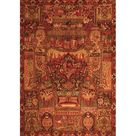Ahgly Company Indoor Rectangle Animal Orange Traditional Area Rugs, 3' x 5'