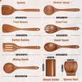 thumbnail image 3 of 9 cucharas de madera para cocinar, utensilios de madera para cocinar con soporte para utensilios, juego de utensilios de cocina de madera de teca, 3 of 7