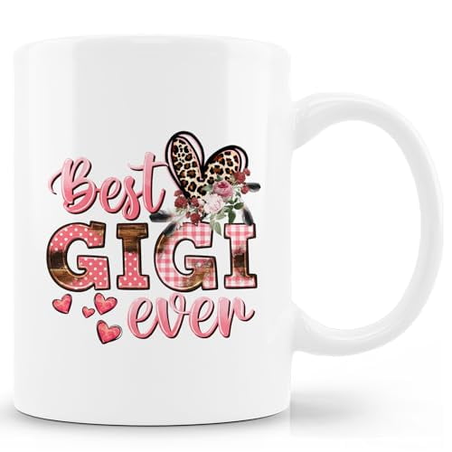 Pink Gigi Coffee Mug Ceramic 11oz - Best Gigi Ever Gifts, Gigi Gifts from Granddaughter, Gigi Ceramic Mug Gifts for Grandma Nana Gigi Mimi, Grandma Tea Mug