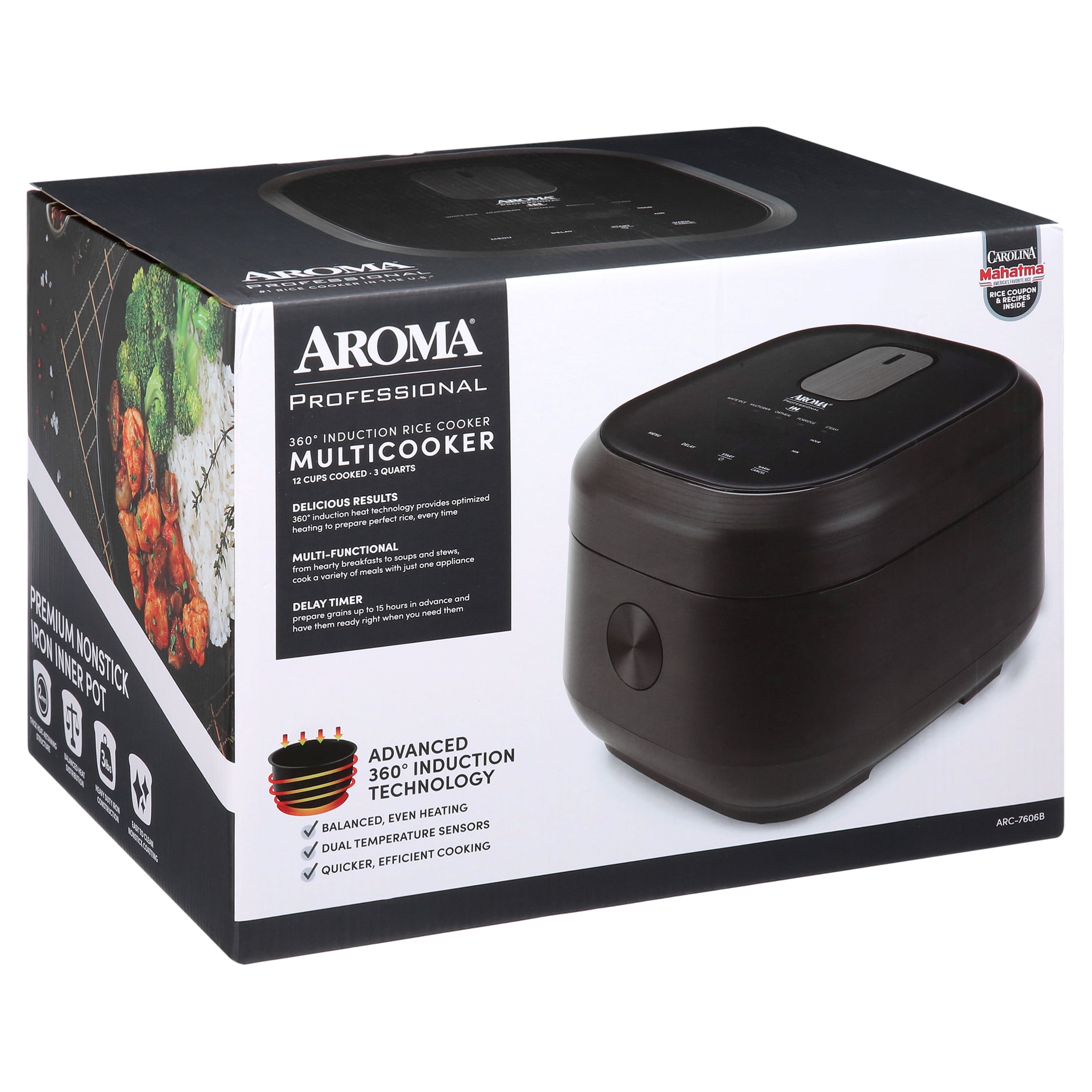 AROMA Professional 8-Cups Cooked 2Qt. 360° Induction Rice Cooker &  Multicooker 