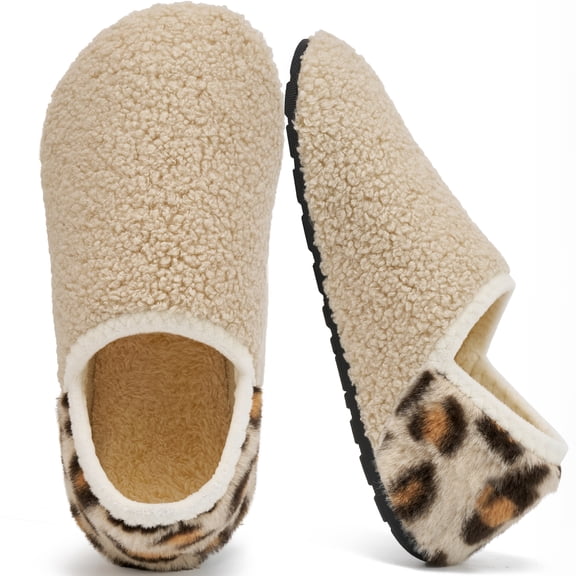 Ecetana Fuzzy Slippers for Women Plush Closed Back Non-Slip Indoor House Slippers