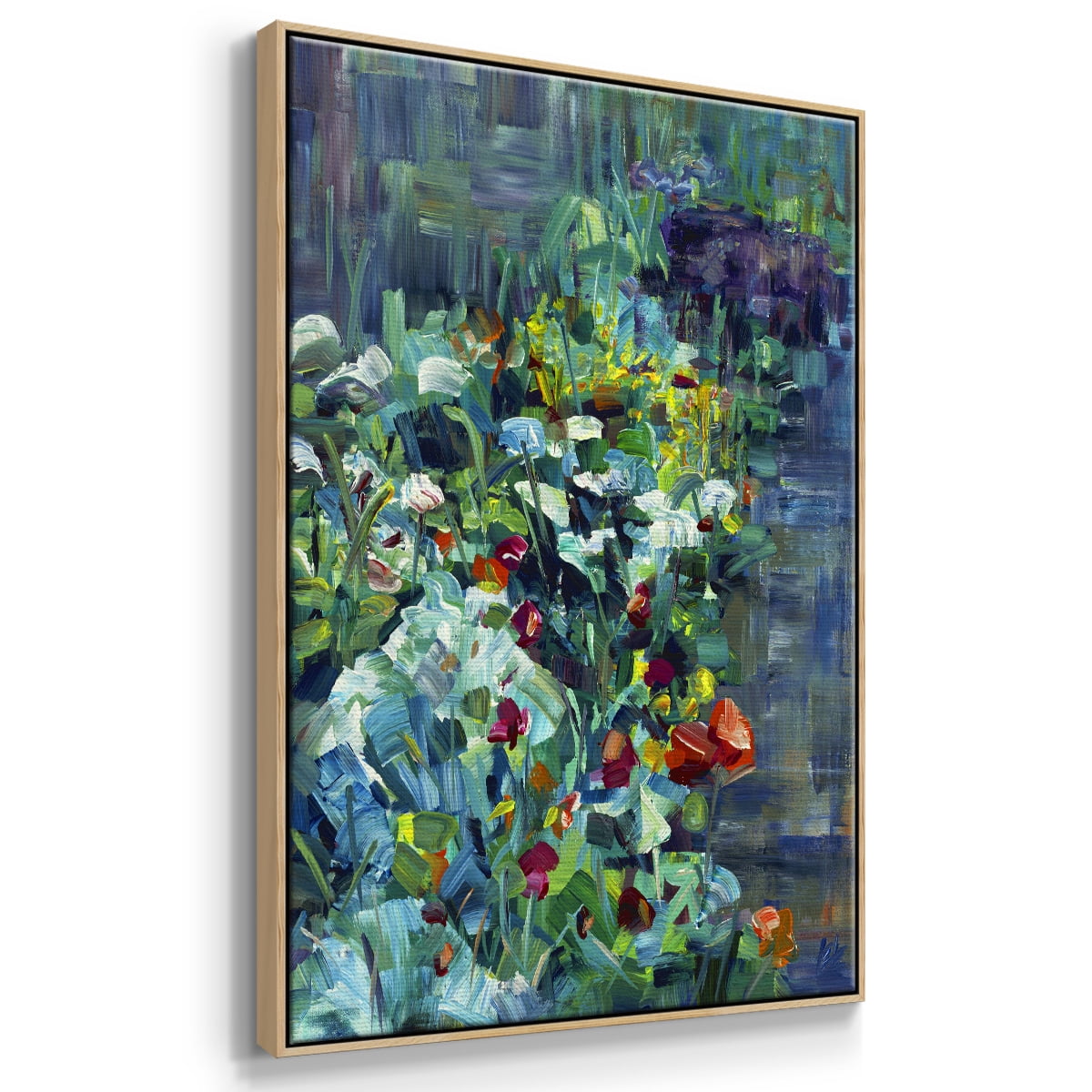 Lots of Love in the Garden Framed Premium Gallery Wrapped Canvas - Ready to Hang - 17 x 25 - Natural Wood Floating Frame