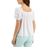 Tommy Hilfiger Womens Smocked Puff Sleeve Pullover Top