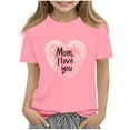 thumbnail image 2 of Spazoro Toddler Girls T-shirts, Casual Summer Love Mom Crewneck Short Sleeve Tops Pink Size 2-13T, 2 of 7