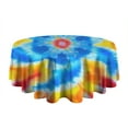 thumbnail image 5 of Colorful Rainbow Tie Dye Spiral Pattern Round Tablecloth 60"x60",Wrinkle Wipeable Table Cloth for Kitchen Dining Room Picnic Patio Party, 5 of 6
