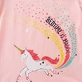thumbnail image 5 of URMAGIC Baby Girls Little Kid Unicorn Short Sleeve T-shirts Rainbow Shorts Cartoon 2PCS Summer Outfits, 5 of 12