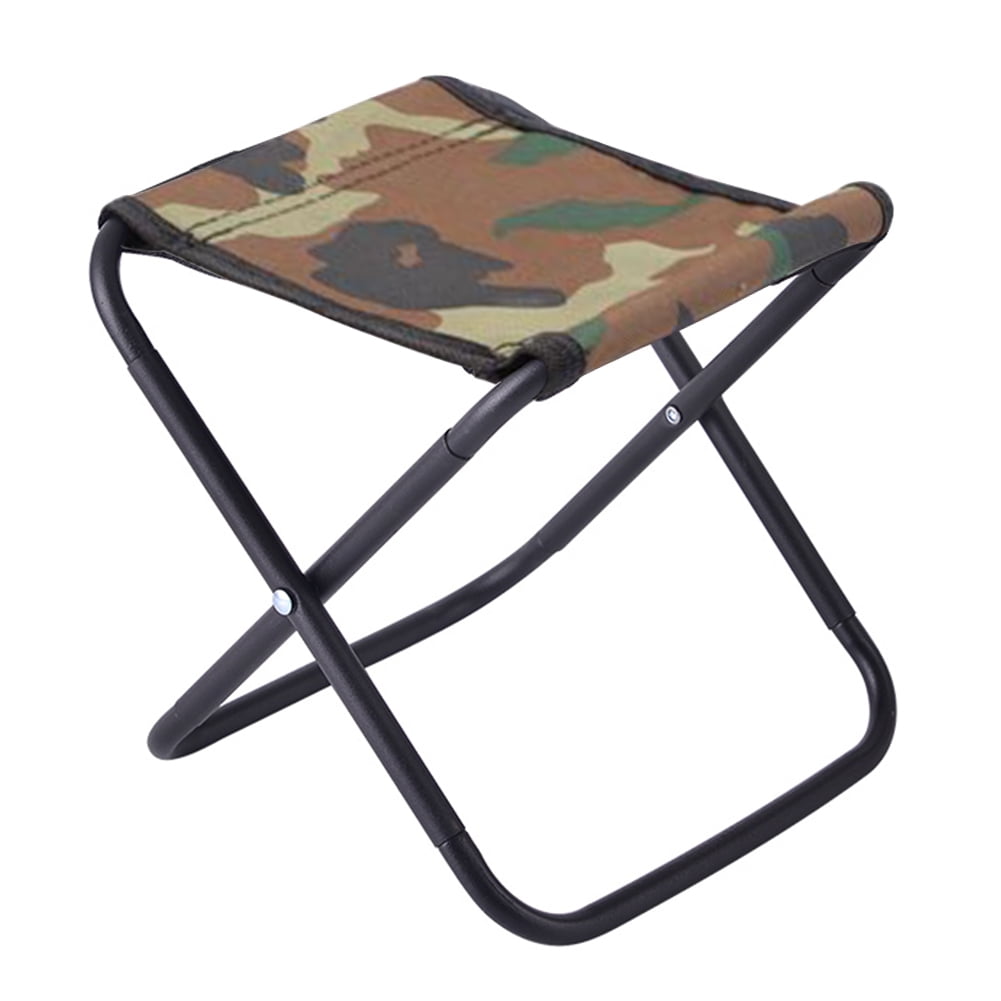 Folding Camping Stools Camouflage Hiking Chair-Foldable Outdoor Stool w/ Bag 