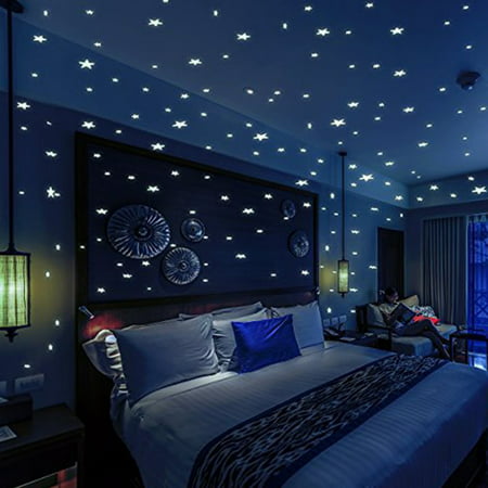 Glow Star Moon Wall Stickers For Kids Room Decal Ceiling