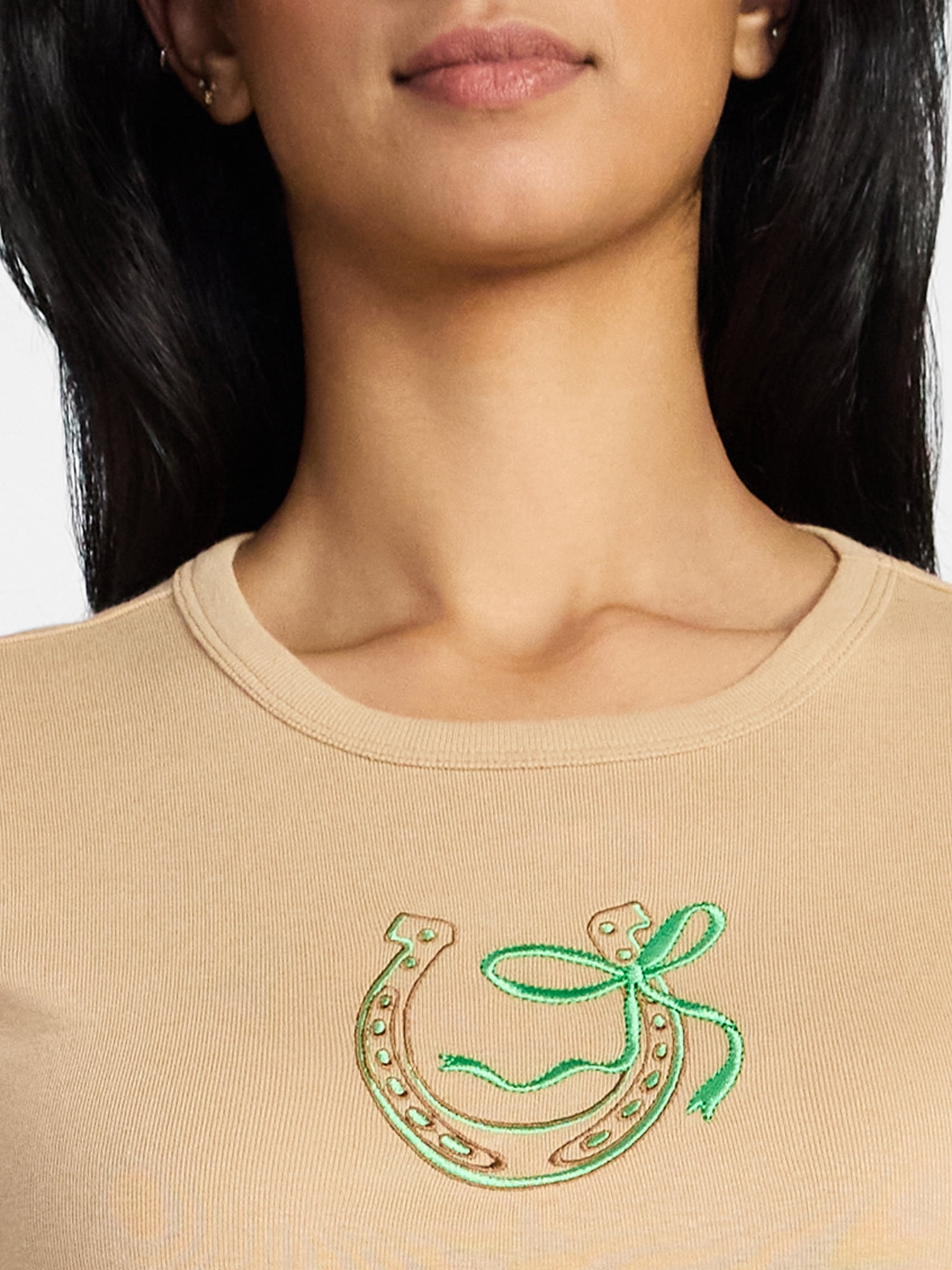 St. Patrick's Day Women's Horseshoe Graphic Short Sleeve Tee, Sizes XXS-XXL
