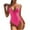 Hot Pink, variant on One Piece Swimsuits for Women's Plunge Side Tie Monokini Bathing Suit Sexy Lace up Criss Cross Strappy Swimwear