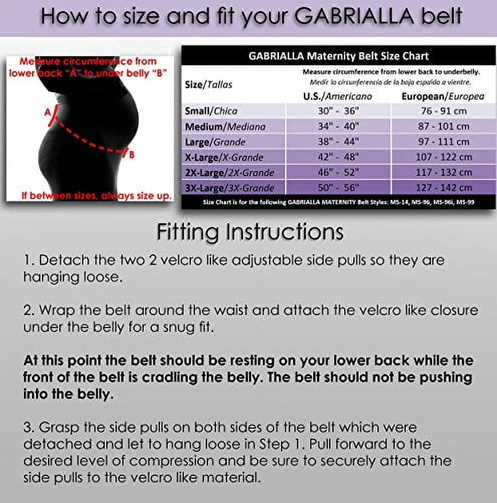 Gabrialla Deluxe Medium Support Pregnancy Belly Band for Women, Back & Abdominal Brace, MS-96(I) Black, X-Large