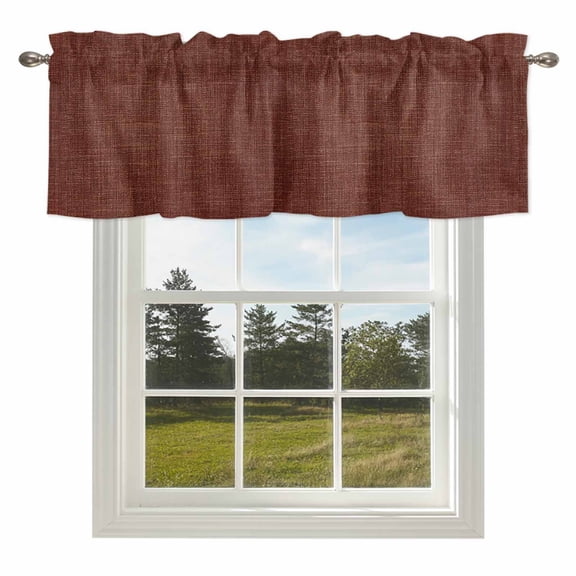 Curtain Valance for Windows Brown Linen Texture Kitchen Curtain Valances Vintage Solid Color Valances Window Treatments Short Curtains for Kitchen Living Room Bedroom Bathroom Home Decor 54x18 Inch