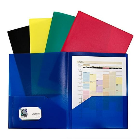 Assorted Two Pocket Poly Portfolios without Prongs - 10 Per Pack - Pack of 2
