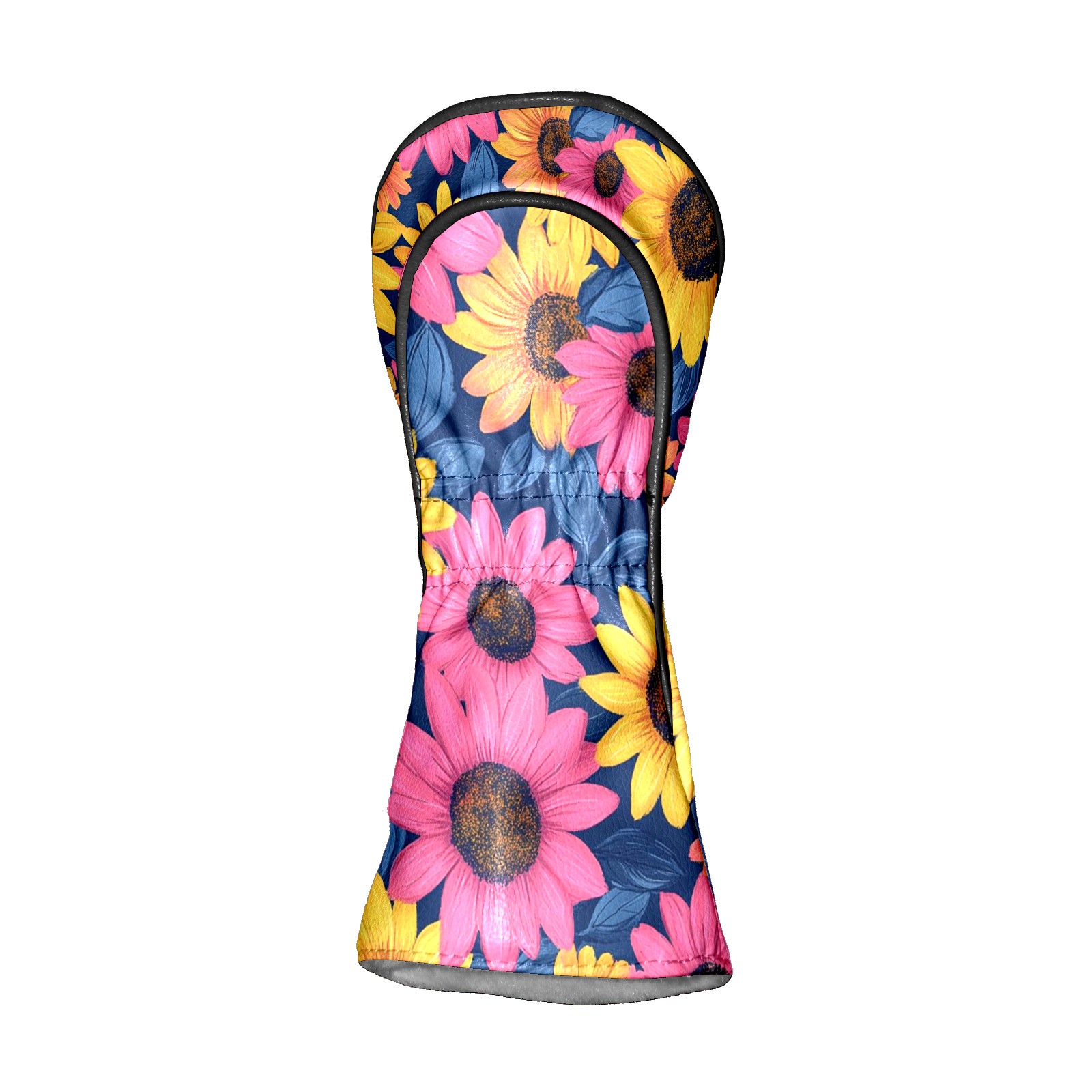 Golf Head Covers Sunflower Pattern for Driver, Wood & Hybrid, Premium Waterproof PU Leather with Plush Lining, Cheerful Floral Golf Gifts