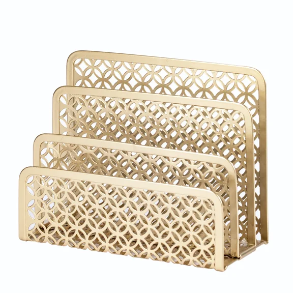 Gold Desk Mail Organizer Countertop - Letter Holder For Desk -Gold Letter Sorter