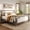 Driftwood Gray + Beige, variant on Christopher Knight Home Classic Upholstered Platform Bed Frame with 4 Posters, Nailhead Trim, Queen, Driftwood Gray