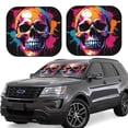 thumbnail image 6 of Kdxio Colorful Skull Print 2-Piece Sun Shade Front Windshield - Foldable Car Front Window Sunshades for Most Sedans SUV Truck, 6 of 6