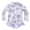 thumbnail image 3 of Hienoo Newborn Girls Floral Long Sleeve One Piece Swimsuit Quick Dry Bathing Suit Swimwear, 3 of 8