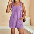 thumbnail image 3 of TQWQT Girls Rompers Size 9-10 for Summer Short Jumpsuit Dressy Casual Teens Sleeveless Overalls Shorts Loose Boho Trendy Beach Outfits with Pocket Purple, 3 of 4