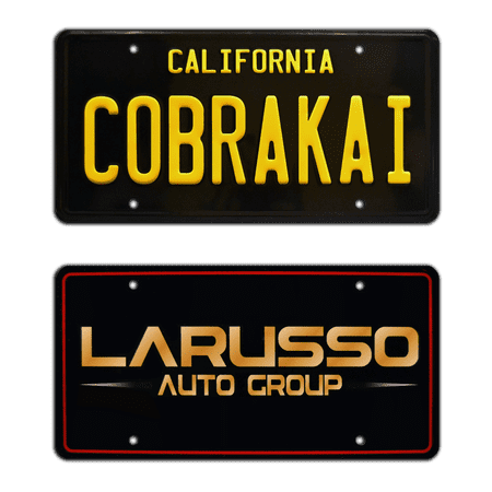 Cobrai Kai | COBRA KAI + LARUSSO | Metal Replica Prop License Plate Combo