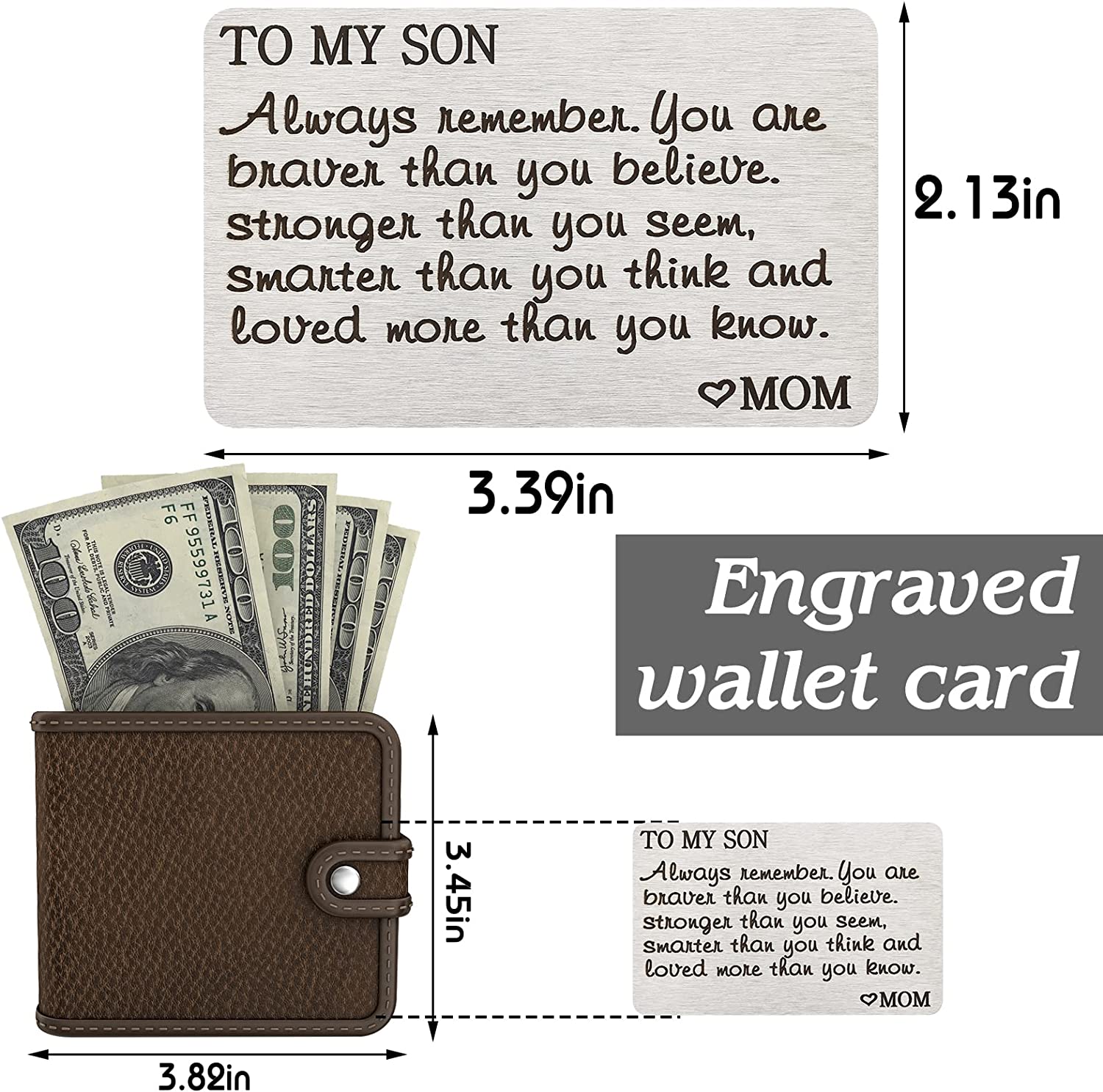 Geschenk Für Den Sohn – Graviertes Wallet Card Aus Edelstahl Mit Liebesbotschaft