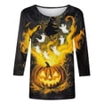 thumbnail image 5 of SBYOJLPB 3/4 Sleeve Tops for Women Halloween Printed Crew Neck Pullover Top, 5 of 5