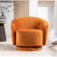 thumbnail image 3 of Silla de barril giratorio de terciopelo de 366 grados, sillón moderno de acento plisado con base resistente y cojín acolchado grueso, 3 of 5