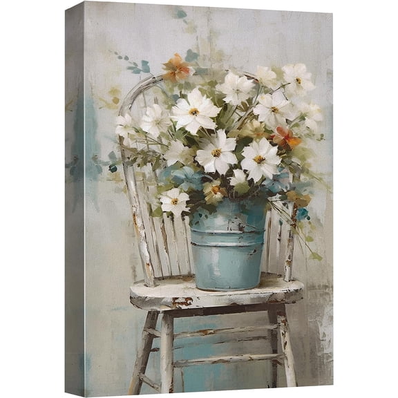 PixonSign Canvas Print Wall Art Fine Art Still Life White Daisy Flowers Nature Wilderness Illustrations Modern Art Botanical Floral Farmhouse/Country Relax/Calm/Cozy - 16"x24"