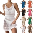 thumbnail image 2 of Xuhomer Beach Tank Cover Ups for Women Hollow Sleeveless V-Neck Crochet Summer Cover Up Bikini Swimsuits Bathing Suits Cami Sunscreen Cover Swimsuit Cover-up Dress Black L, 2 of 6