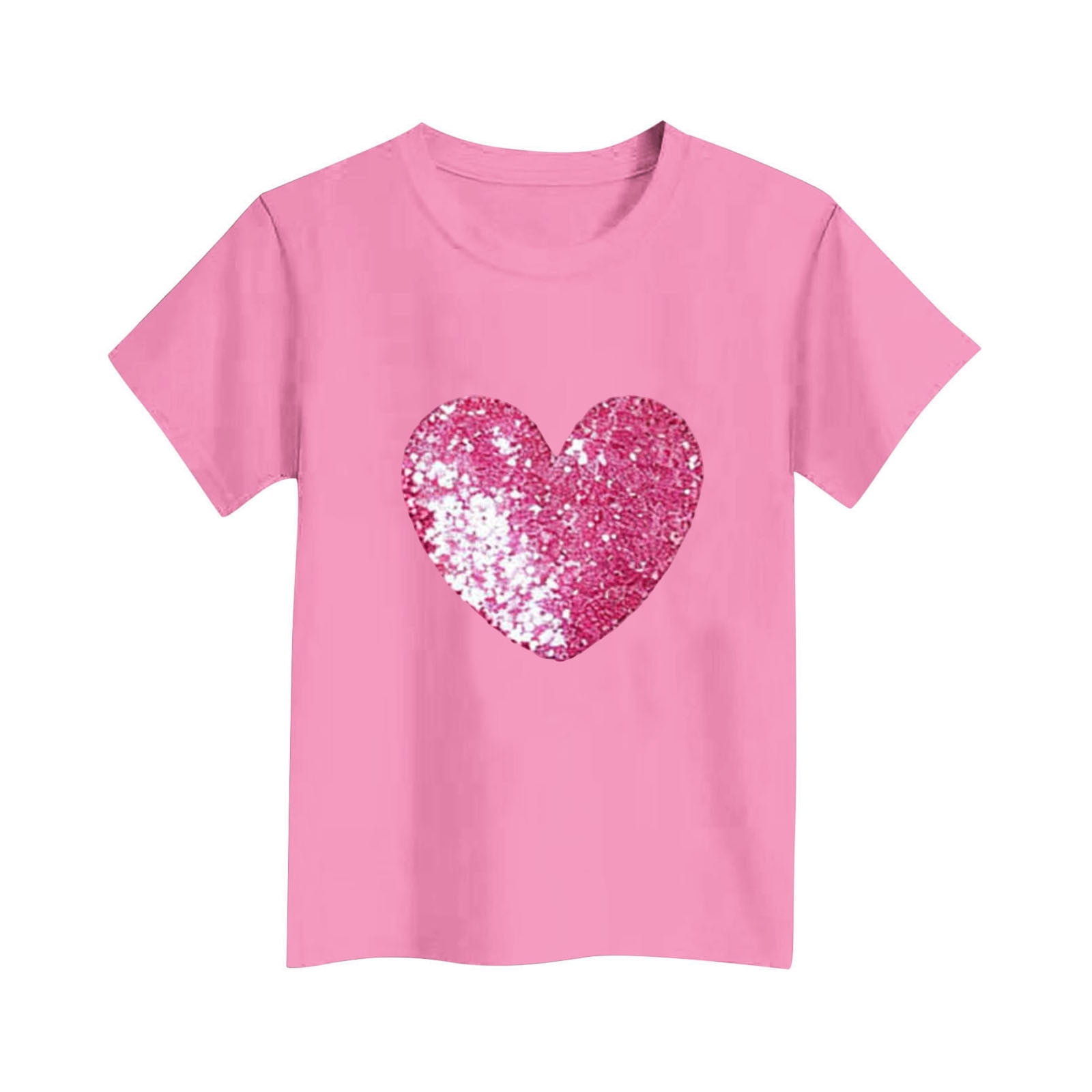 LckLvx Valentines Shirts for Boys Girls Heart Graphic Tees T-Shirt Kids Crew Neck Short Sleeve Tops