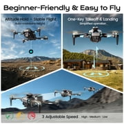Wefone Camera Drone with Remote Screen, M107 Foldable Quadcopter, Optical Flow, Brushless Motor, Obstacle Avoidance, Under 249g, 2 Batteries, Black
