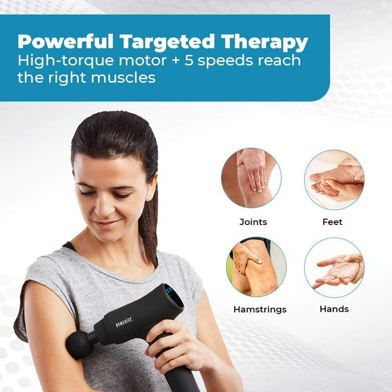 AccuMed Muscle Gun Massager - Super Quiet Back Massager Percussion Massager  - Handheld Cordless Massager - Includes 4 Interchangeable