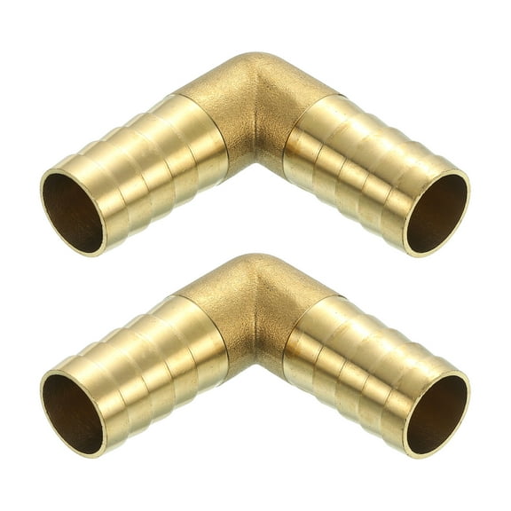 2 Pack Brass Hose Barb Fitting L Right Angle Elbow Connector Coupler, 3/4" ID Brass Fitting Air Hose Fittings for Connecting Water Fuel Air, Oil Hoses