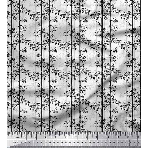 Soimoi Cotton Duck Fabric Bamboo Tree Printed Fabric 1 Yard 42 Inch Wide