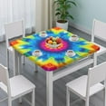 thumbnail image 3 of Colorful Tie Dye Mandala Pattern Square Fitted Tablecloth with Elastic Edge,Square Table Cover,Washable Elastic Table Cover for Home Kitchen Party Decor 36"x36", 3 of 6