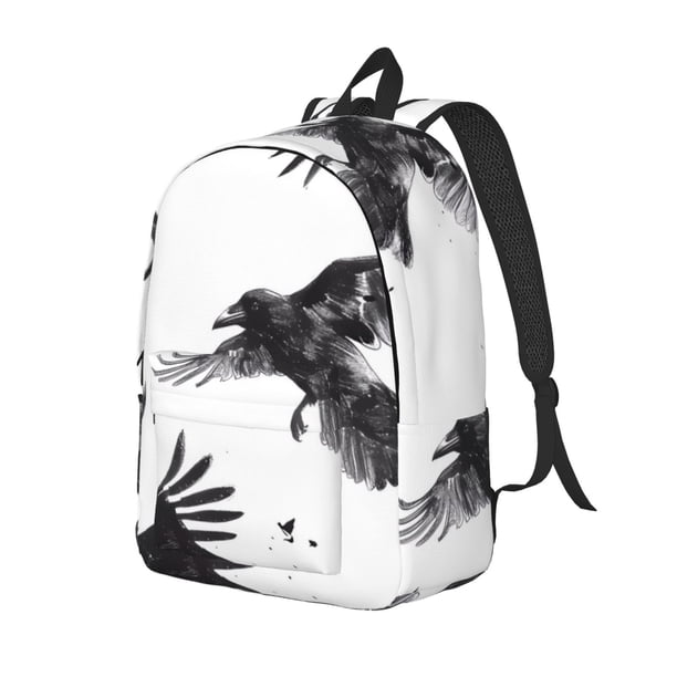 Fotbe Monochrome Flying Ravens Mochila de Lona con Estampado, Mochila Duradera, Mochila Versátil de Alta Calidad, Mochila Compacta Vintage-Medium