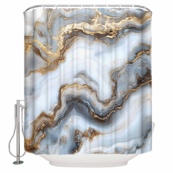 Marble Texture Shower Curtain Set ,Waterproof Fabric Shower Curtains White Gold Crack Abstract Modern Shower Curtains for Bathroom,Bathroom Decor 72"x84"
