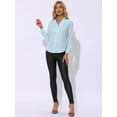 thumbnail image 3 of DARING DIVA Stand Collar Metallic Dots Stars Blouse Top M Sky Blue, 3 of 6