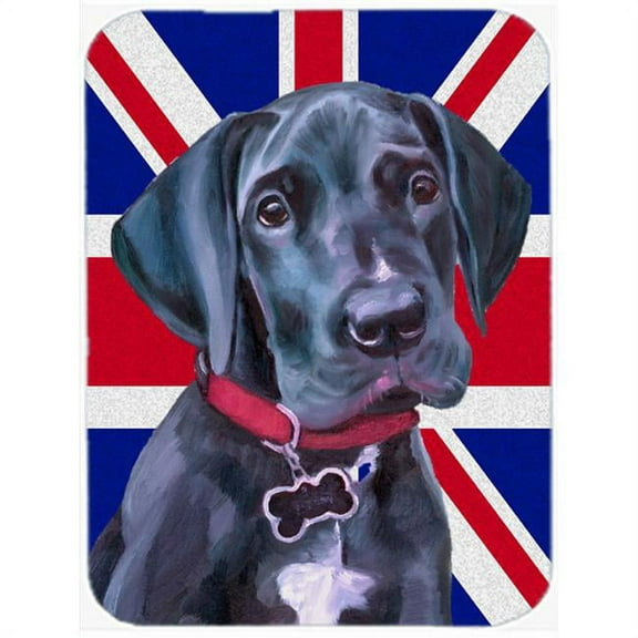 Carolines Treasures  Black Great Dane Puppy With English Union Jack British Flag Mouse Pad