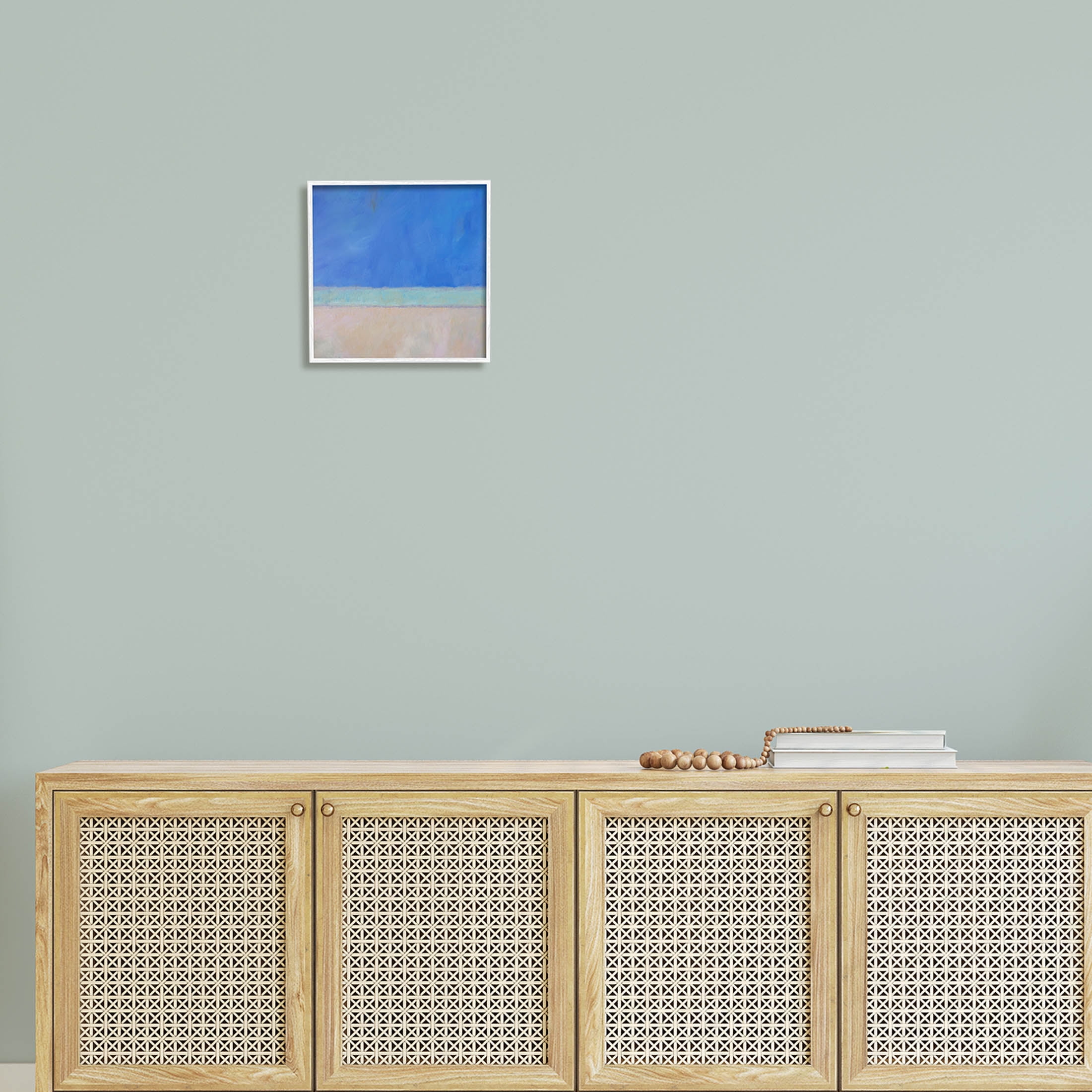 Stupell Industries Abstract Blocked Landscape Blue Stripe Painting White Framed Art Print Wall Art, Design by Carol Young