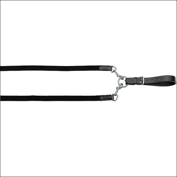 Full Horze Webbed Horse Training Leather Girth Reins Pair With Snap Black