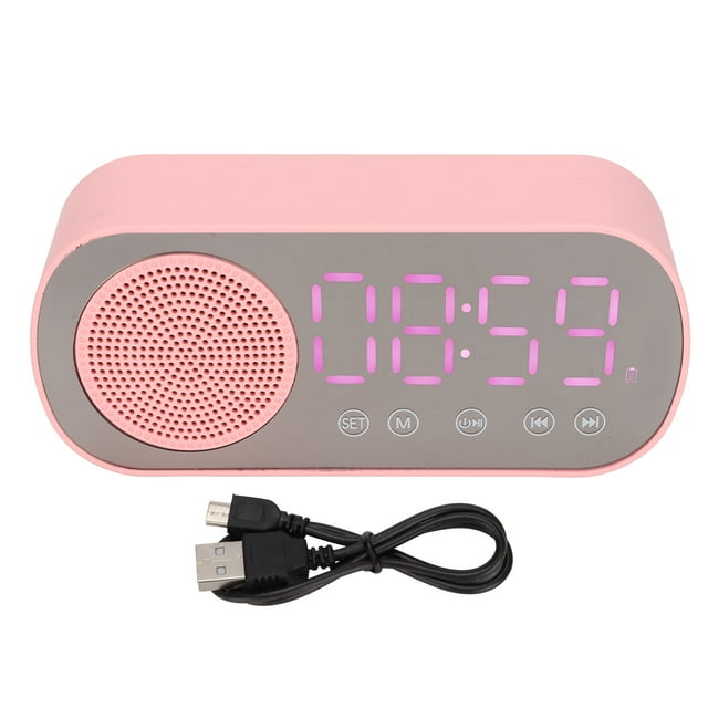 Reloj despertador con Bluetooth, altavoz HIFI con pantalla LED de espejo, carga Micro USB, Radio FM, reloj Digital para lectura y viajes