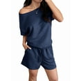 thumbnail image 2 of Womens Loungewear Set Short Sleeve Tops and Shorts 2 Piece Outfits Matching Lounge Pajama Set with Pockets, 2 of 8