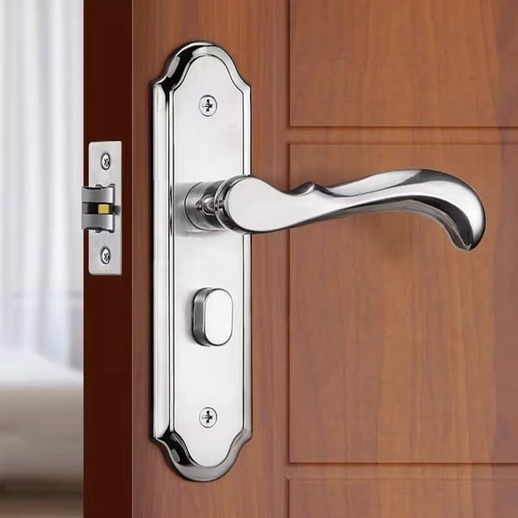 Interior Door Handle Set with Lock, Single Latch Door Knob for Bedroom and Bathroom, Lever Handle Lock Replacement Hardware, Brushed Finish for Wood Doors, Easy Install Black