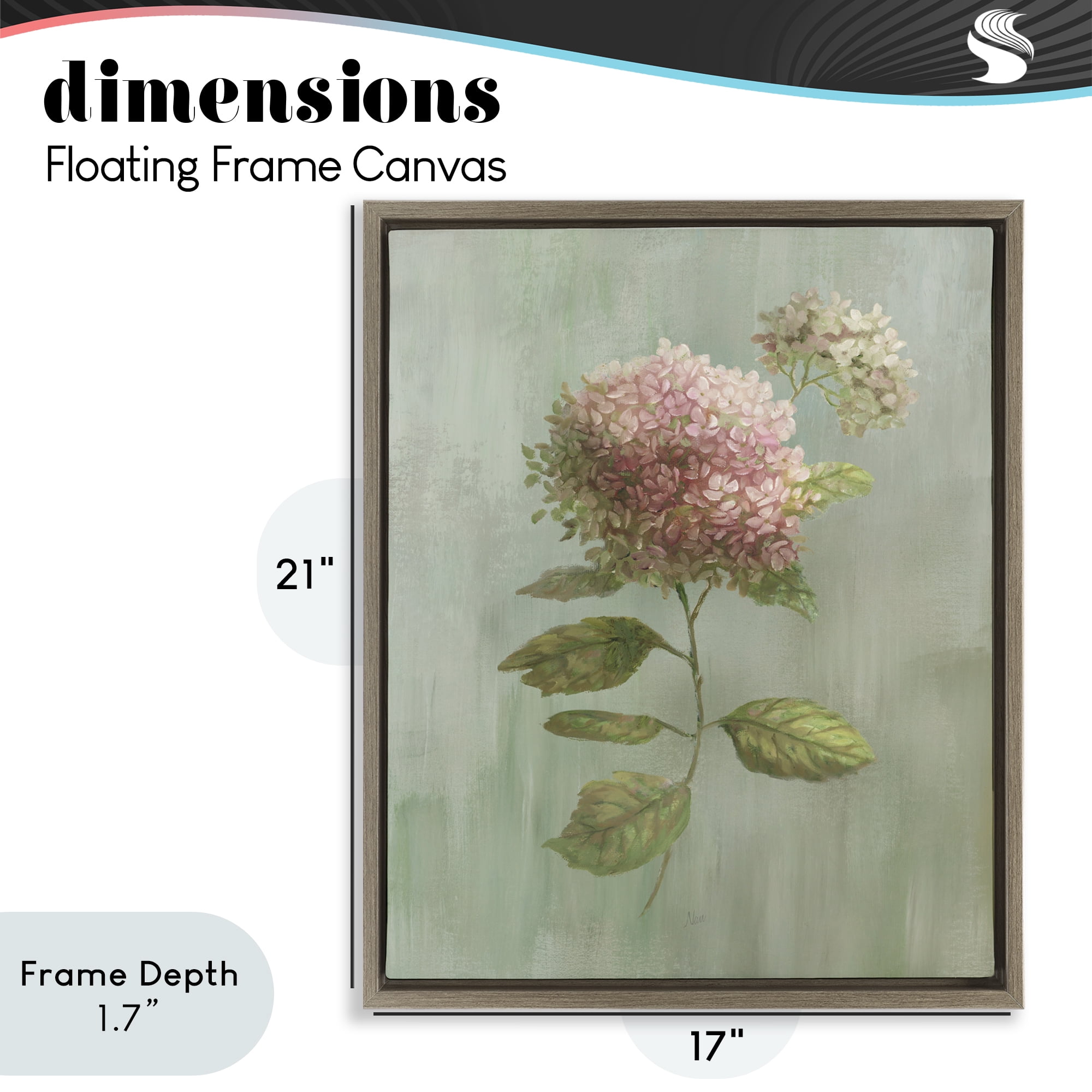 Stupell Industries Vintage Hydrangea Bushel Brown Framed Floater Canvas Wall Art, design by Nan