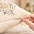 thumbnail image 6 of OCCOA Vintage Floral Print Throw Pillow Cover, Soft Linen Cushion Case for Sofa Couch Bed, 4 Colors Neutral Farmhouse Home Decor, Yellow, 6 of 7