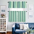 thumbnail image 2 of Dark Green Stripe Kitchen Curtains Sets for Windows 24 Inch Length, Geometric White Vertical Striped Rod Pocket Window Treatments Tier Curtains and Valances Set for Bedroom/Bathroom, 2 of 8