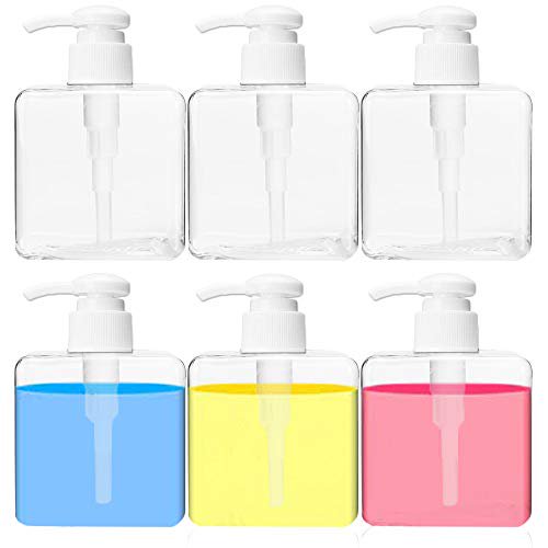 6 Pack 8oz Clear Plastic Square Pump Bottles Empty Refillable Pump Bottle Liquid Soap Dispenser Cosmetic Shampoo Lotion Container For Bathroom Kitchen 250ml Walmart Com Walmart Com